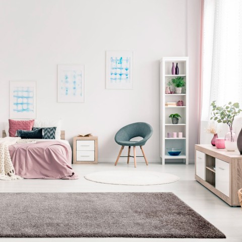 Tapete rectangular Design moderno Sala de estar de cores sólidas Trend Grey