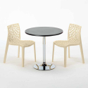 Conjunto de mesa Redonda de Café Preta c/2 Cadeiras 70x70 Cosmopolitan 