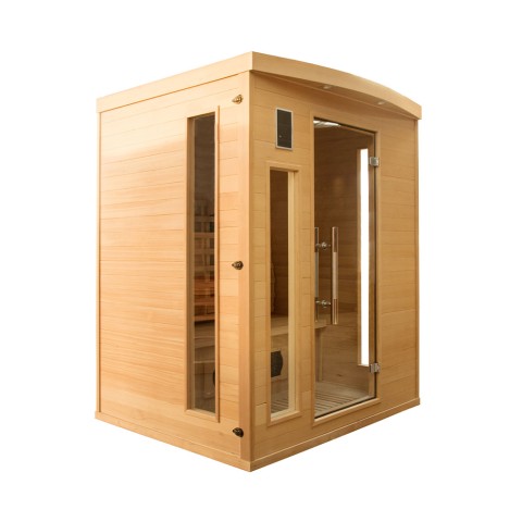 Sauna finlandesa infravermelha para casa de madeira 3 lugares de quartzo Apollon 3