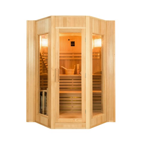 Sauna tradicional finlandesa 4 lugares de fogão elétrico de casa de madeira Zen 4