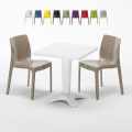 Conjunto de mesa quadrada Branca c/2 Cadeiras Moderna Elegante 70x70 Patio Promoção