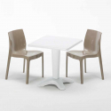 Conjunto de mesa quadrada Branca c/2 Cadeiras Moderna Elegante 70x70 Patio Medidas