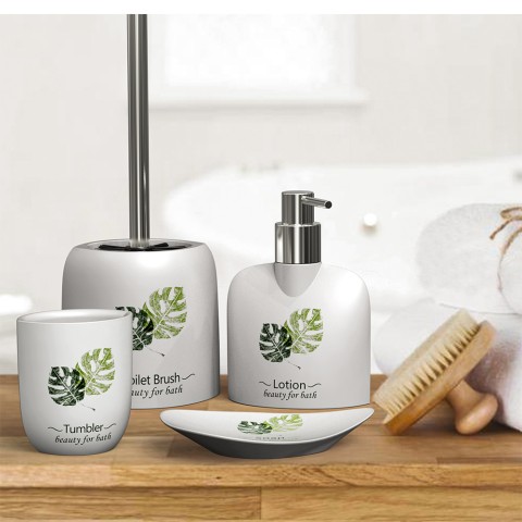 Conjunto de Acessórios para Casa de Banho Dispensador Sabonete Escova de dentes Palm Promoção