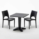 Conjunto de Mesa quadrada preta c/2 cadeiras Moderna 70x70 Aia Modelo