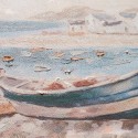 Quadro Pintado à Mão em Barcos na Beira-mar 30x90cm com Moldura W800 Estoque