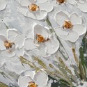 Quadro Pintura à Mão Flores Brancas com Moldura 30x30cm Z501 Catálogo