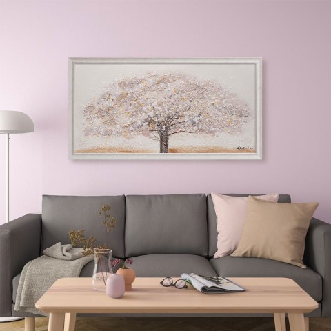 Quadro pintado à mão sobre tela de árvore branca 60x120cm Z643