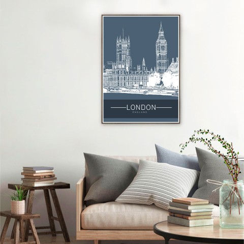 Quadro Impressão de Cartazes Fotográficos da Cidade de Londres Moldura 50x70cm, Unika 0005 Promoção