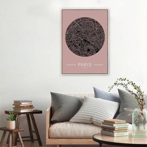 Impressão de imagem foto mapa cidade Paris moldura 50x70cm Unika 0008