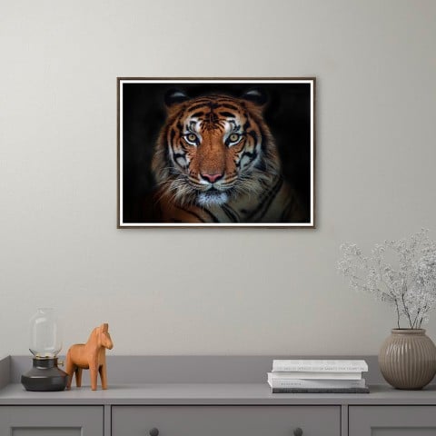 Quadro Pintura Moldura Fotográfica de Tigre Animal 30x40cm, Unika 0027 Promoção
