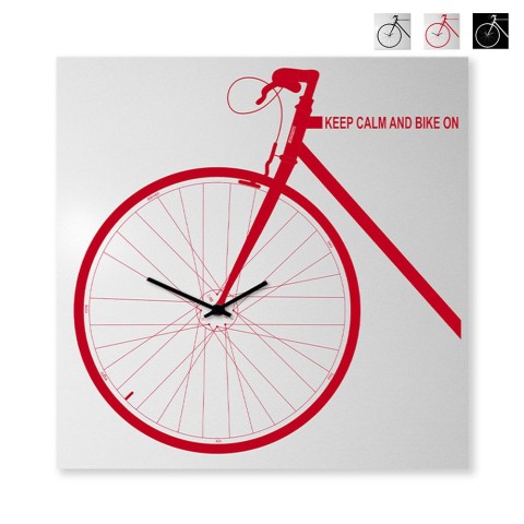Relógio de parede quadrado 80x80cm desenho de bicicleta Bike On Big Promoção