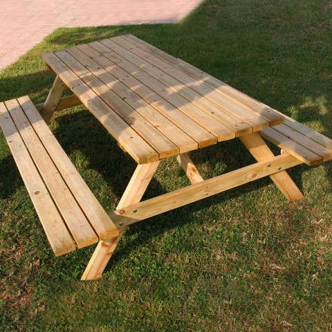 Mesa de piquenique bancos de madeira para jardim ao ar livre 180x150cm
