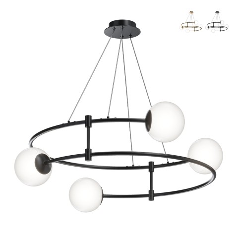 Candelabro de metal design moderno 4 luzes esferas de vidro Balance Maytoni