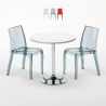 Mesa redonda branca c/2 Cadeiras Transparentes Moderna 70x70 Silver Promoção