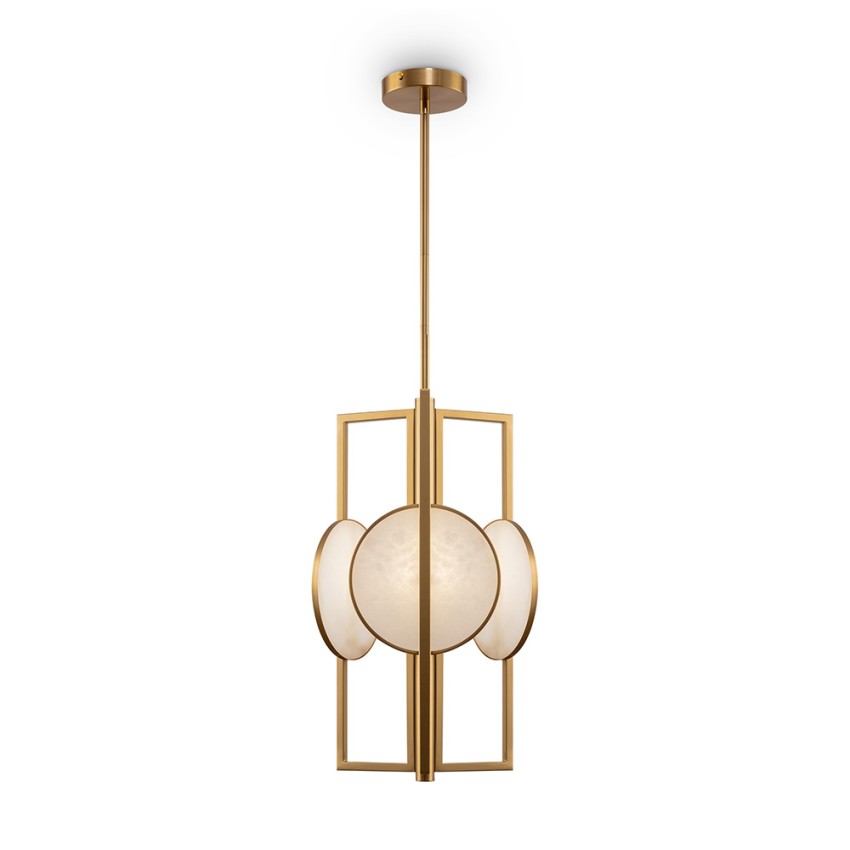 Candeeiro Moderno de Metal Dourado 3 Luzes Marmo Maytoni Promoção Candeeiro Moderno de Metal Dourado 3 Luzes Marmo Maytoni Promoção