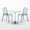 Mesa redonda branca c/2 Cadeiras Transparentes Moderna 70x70 Silver Descontos