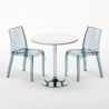 Mesa redonda branca c/2 Cadeiras Transparentes Moderna 70x70 Silver Descontos