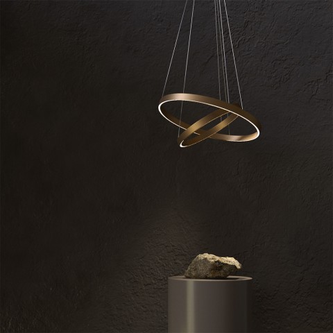 Candelabro de LED de teto ajustável estilo minimalista com 2 anéis Rim Maytoni