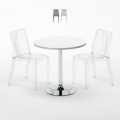 Mesa redonda branca c/2 Cadeiras Transparentes Moderna Elegante 70x70 Silver Promoção