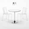 Mesa redonda branca c/2 Cadeiras Transparentes Moderna Elegante 70x70 Silver Promoção