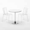 Mesa redonda branca c/2 Cadeiras Transparentes Moderna Elegante 70x70 Silver Saldos