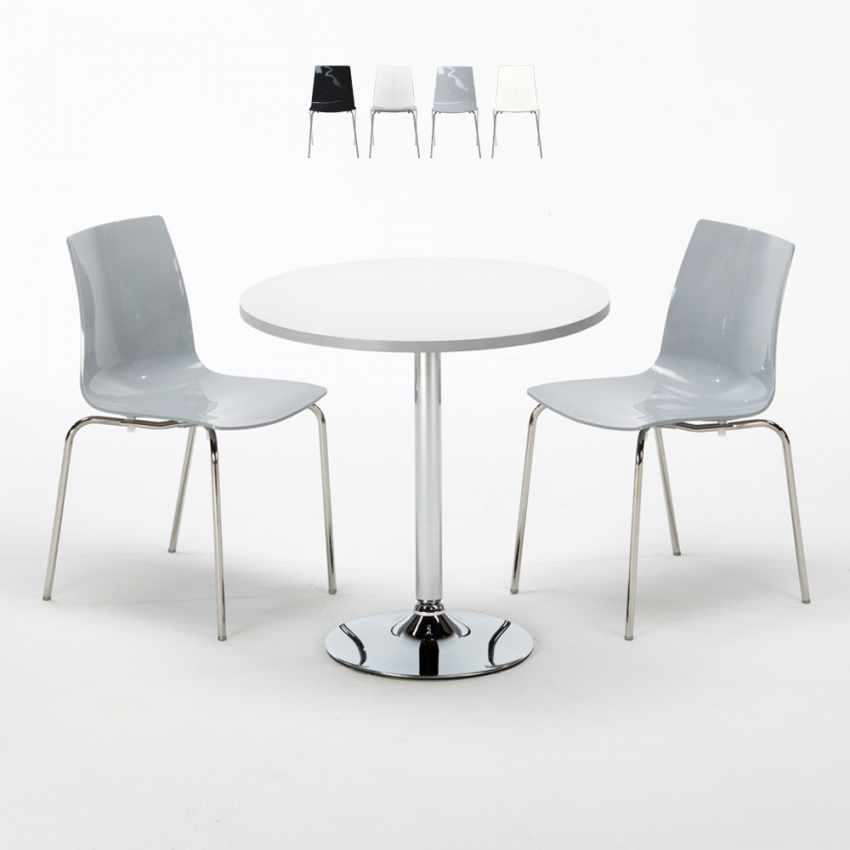 Mesa redonda Branca c/2 cadeiras Moderna Resistente 70x70 Silver Promoção