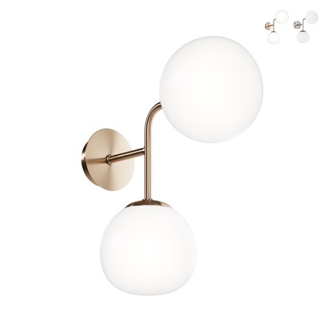 Luz de parede do corredor da sala de estar 2 esferas bolas brancas Erich Maytoni