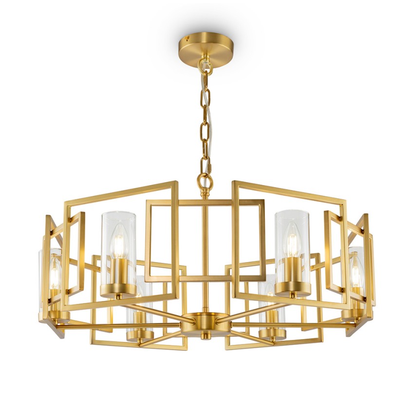 Candelabro Candeeiro Suspenso Dourado Moderno 6 Luzes Bowi Maytoni Promoção