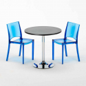 Mesa Redonda de Café Preta c/2 Cadeiras Transparentes 70x70 Ghost Catálogo