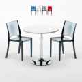 Mesa branca redonda c/2 Cadeiras transparentes 70x70 Spectre Promoção