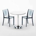 Mesa branca redonda c/2 Cadeiras transparentes 70x70 Spectre Descontos