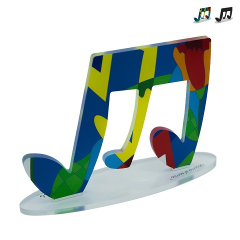 Escultura decorativa de estilo pop art de nota musical colorida Tricroma