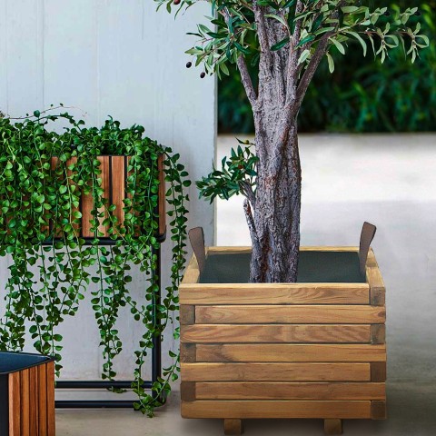 Plantador de madeira 40x40cm para plantas de jardim de terraço ao ar livre Gladys
