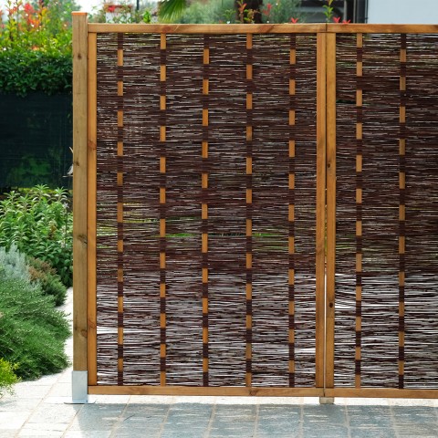 Painel de tela de privacidade de jardim em madeira de salgueiro tecida 115x180cm