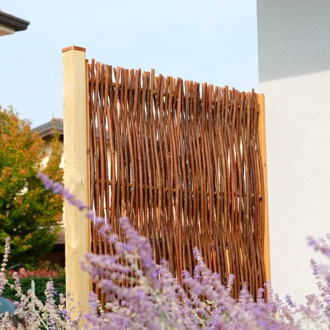 Painel de grade em madeira de avelã 90x180cm para jardim