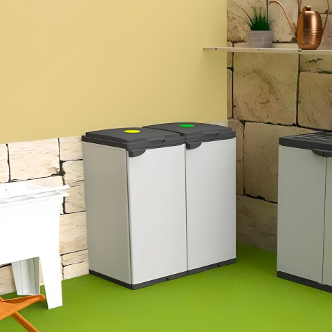 Suporte de caixote do lixo móvel para recolha de resíduos Mr.C Bis
