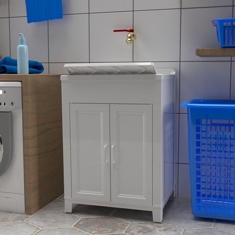 Armário de lavatório de resina de 2 portas para lavandaria 60x50cm Mong Promoção