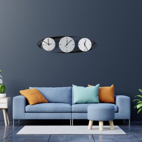 Relógio de parede moderno com mostradores de fuso horário Capitali Ceart