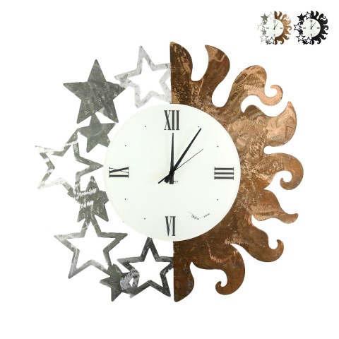 Relógio de parede redondo feito à mão em metal Sole e Stelle Ceart