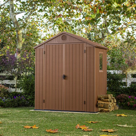 Casa de resina com efeito de madeira 190x122x221cm Darwin 6X4 Keter K249665 Promoção