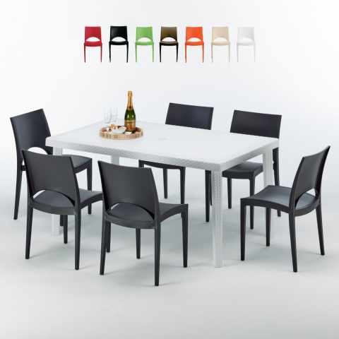 Conjunto de Mesa retangular Branca com  6 Cadeiras, 150x90, Summerlife Promoção