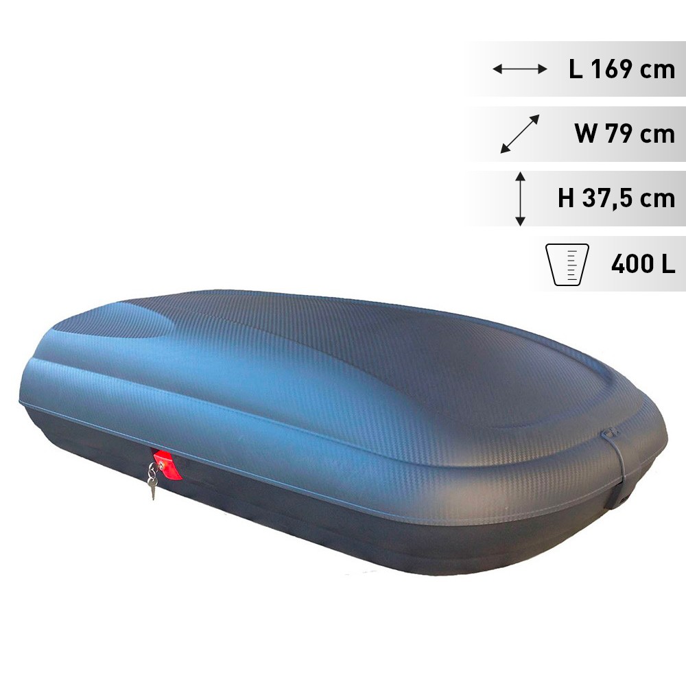 Caixa de Arrumação Bagagem de Tejadilho Rígida Universal para Automóveis Carbon Look 400