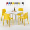 Mesa quadrada Branca c/4 Cadeiras 90x90 Cozinhas Salas Bares Love Promoção