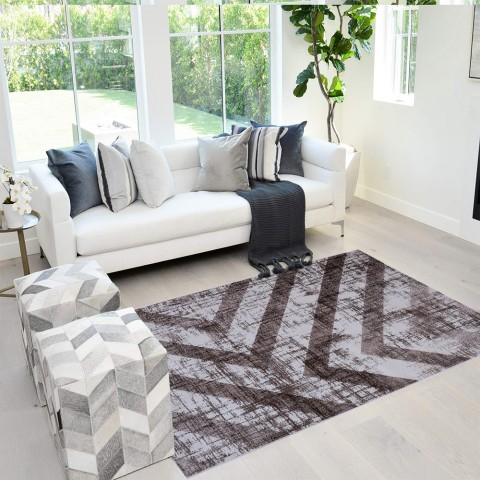 copy of Tapete retangular marrom sala de estar design moderno Double MAR009