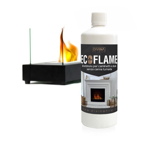 Embalagem de bioetanol Ecoflame em 12 frascos de 1 litro por queimador