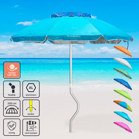 Guarda-sol GiraFacile 200 cm Alumínio Proteção UV praia Afrodite