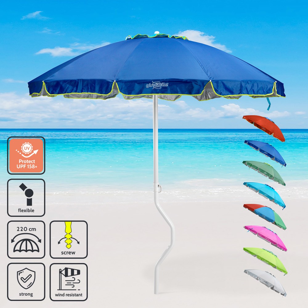 Guarda-sol com Proteção UV para Praia com 220cm GiraFacile Apollo