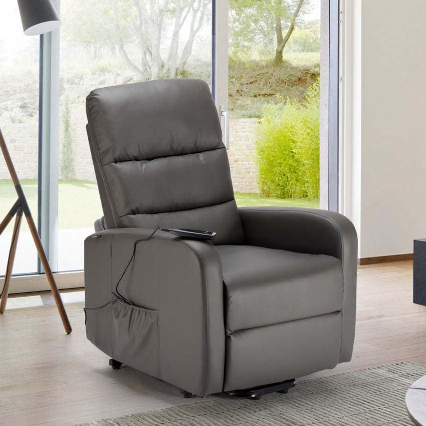 Poltrone relax reclinabile elettrica con alzapersona in similpelle Elizabeth Design