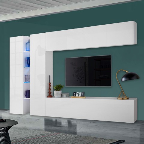 Armário de parede de TV de design moderno branco 2 armários Joy Twin Promoção