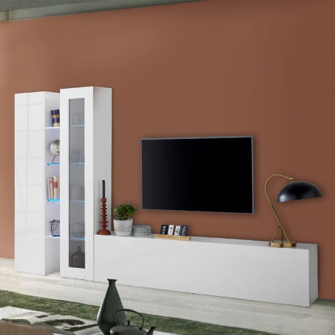 Móvel moderno de parede de armário de TV branco Elco WH Promoção